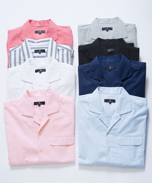 MONO-MART（モノマート）の「ストレッチオープンカラー綿麻リネン半袖シャツ（シャツ/ブラウス・メンズ・ブラック/ネイビー/レッド/オフホワイト/サックスブルー/グレー系その他/ライトピンク/ストライプ/ダークグリーン/ブルー系その他・M/L）」の12枚目の写真