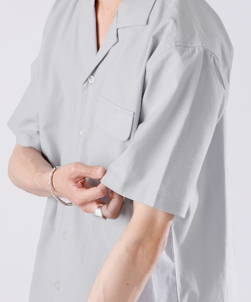 MONO-MART（モノマート）の「ストレッチオープンカラー綿麻リネン半袖シャツ（シャツ/ブラウス・メンズ・ブラック/ネイビー/レッド/オフホワイト/サックスブルー/グレー系その他/ライトピンク/ストライプ/ダークグリーン/ブルー系その他・M/L）」の18枚目の写真