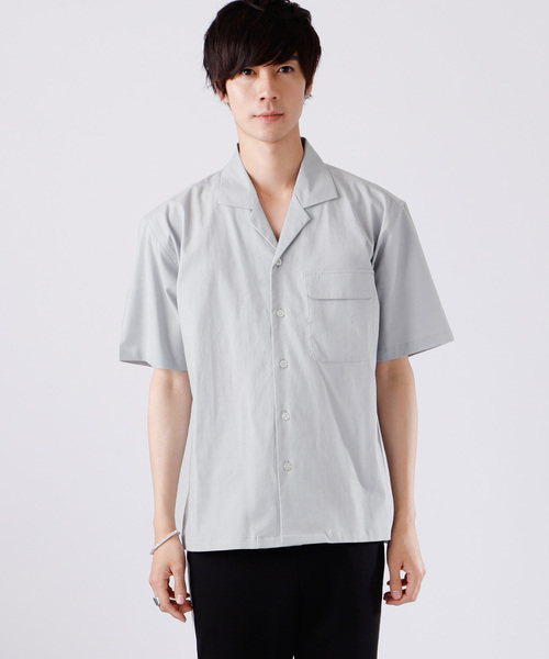 MONO-MART（モノマート）の「ストレッチオープンカラー綿麻リネン半袖シャツ（シャツ/ブラウス・メンズ・ブラック/ネイビー/レッド/オフホワイト/サックスブルー/グレー系その他/ライトピンク/ストライプ/ダークグリーン/ブルー系その他・M/L）」の21枚目の写真