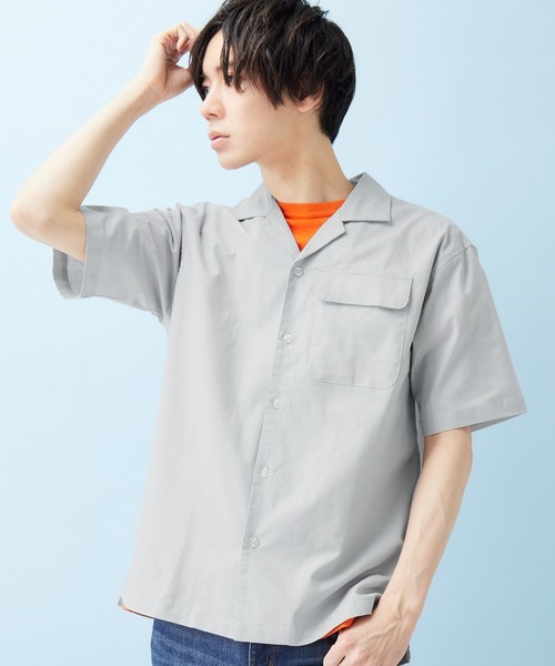 MONO-MART（モノマート）の「ストレッチオープンカラー綿麻リネン半袖シャツ（シャツ/ブラウス・メンズ・ブラック/ネイビー/レッド/オフホワイト/サックスブルー/グレー系その他/ライトピンク/ストライプ/ダークグリーン/ブルー系その他・M/L）」の4枚目の写真