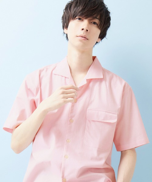 MONO-MART（モノマート）の「ストレッチオープンカラー綿麻リネン半袖シャツ（シャツ/ブラウス・メンズ・ブラック/ネイビー/レッド/オフホワイト/サックスブルー/グレー系その他/ライトピンク/ストライプ/ダークグリーン/ブルー系その他・M/L）」の8枚目の写真