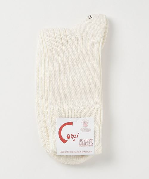 CORGI（コーギ）の「CORGI / コーギー：別注 Midium Plain Socks：Midium-Plain-Socks[MUS]（ソックス/靴下・メンズ・ホワイト/ブラック/ネイビー/ホワイト系その他・10.5）」の5枚目の写真