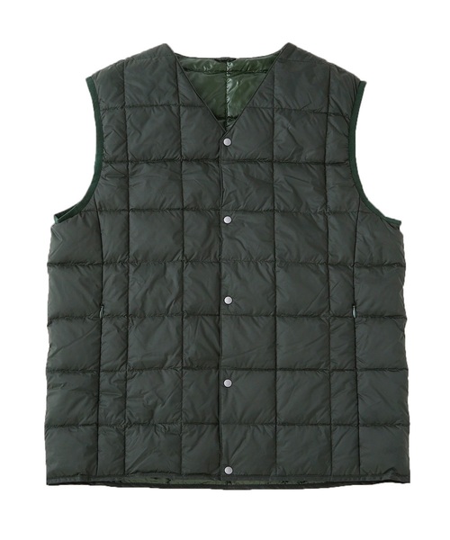 TAION（タイオン）の「【TAION】タイオン V NECK BUTTON DOWN VEST (WOMENS)（ダウンベスト・レディース・ブラック/ベージュ/グリーン/ネイビー/カーキ/ピンク/グレー/オフホワイト/ブルー/パープル/レッド/オレンジ・SMALL/MEDIUM/LARGE）」の6枚目の写真