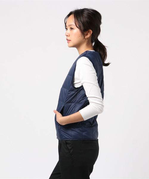 TAION（タイオン）の「【TAION】タイオン V NECK BUTTON DOWN VEST (WOMENS)（ダウンベスト・レディース・ブラック/ベージュ/グリーン/ネイビー/カーキ/ピンク/グレー/オフホワイト/ブルー/パープル/レッド/オレンジ・SMALL/MEDIUM/LARGE）」の21枚目の写真