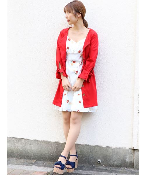 dazzlin ボアフレンチブルゾン レッド dazzlin」 ノーカラーコート 