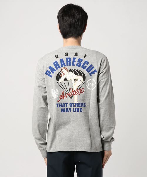 And A（アンドエー）の「AVIREX アヴィレックス / LS USAF PINNAP GIRL ピンナップガールバックプリント長袖Tシャツ / 6193325（Tシャツ/カットソー・メンズ・ホワイト/ブラック/グレー/サックスブルー・MEDIUM/LARGE/X-LARGE/XX-LARGE）」の7枚目の写真