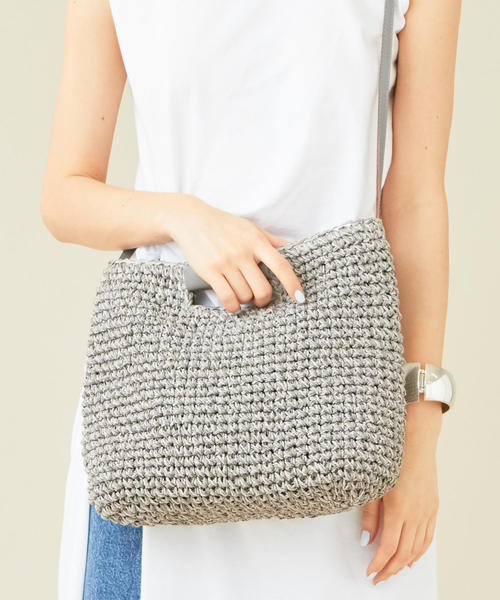 BEAUTY&YOUTH UNITED ARROWS（ビューティーアンドユースユナイテッドアローズ）の「BY∴ ペーパースクエアショルダーバッグ -2WAY-（ショルダーバッグ・レディース・グレー/ナチュラル・FREE）」の7枚目の写真