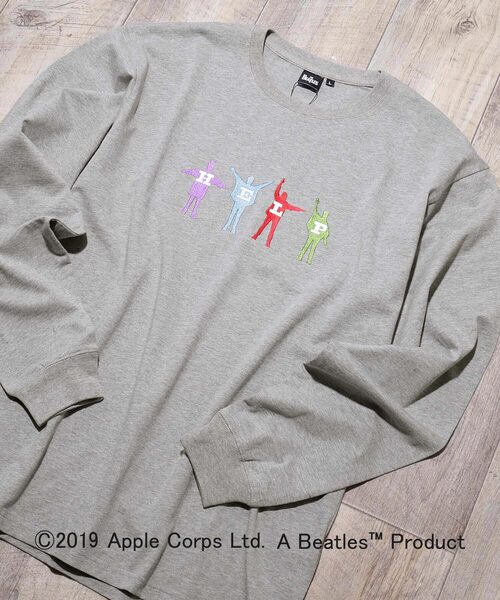 The Beatles（ザビートルズ）の「BEATLES/ビートルズ別注 オーバーサイズL/Sカットソー（Tシャツ/カットソー・メンズ・杢グレー/ダークベージュ/ブラック/ネイビー/オフホワイト・L/XL/S/M）」の3枚目の写真