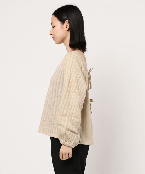 flower（フラワー）の「フリーニットトップ（Tシャツ/カットソー・レディース・ベージュ/グレー・FREE）」の3枚目の写真