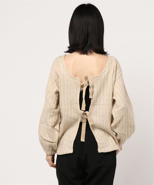 flower（フラワー）の「フリーニットトップ（Tシャツ/カットソー・レディース・ベージュ/グレー・FREE）」の4枚目の写真