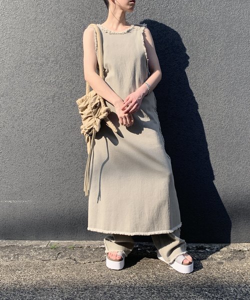 セール Fringed Cotton Twill Dress ワンピース G V G V ジーヴィージーヴィー のファッション通販 Zozotown