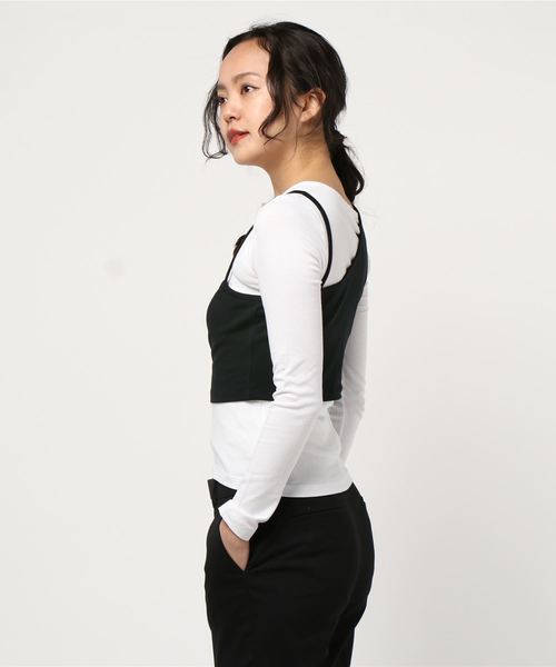 KOBE LETTUCE（コウベレタス）の「ビスチェ付きロンT《2点セット》（Tシャツ/カットソー・レディース・ベージュ系その他/ブラック系その他/ホワイト×ブラック・FREE）」の5枚目の写真