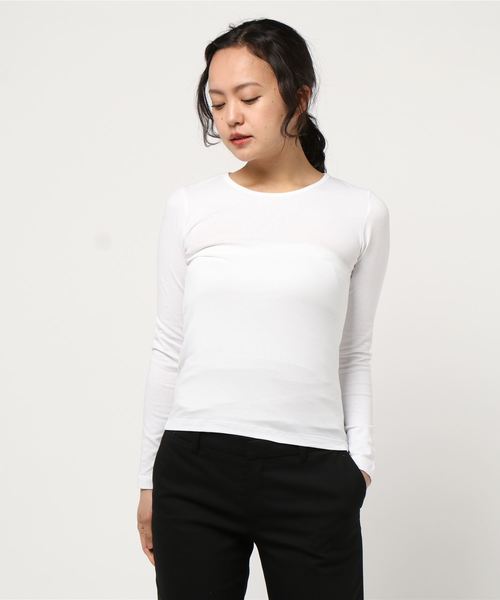KOBE LETTUCE（コウベレタス）の「ビスチェ付きロンT《2点セット》（Tシャツ/カットソー・レディース・ベージュ系その他/ブラック系その他/ホワイト×ブラック・FREE）」の6枚目の写真