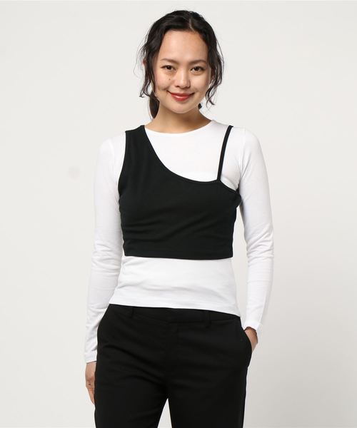 KOBE LETTUCE（コウベレタス）の「ビスチェ付きロンT《2点セット》（Tシャツ/カットソー・レディース・ベージュ系その他/ブラック系その他/ホワイト×ブラック・FREE）」の13枚目の写真