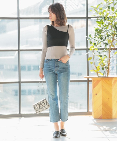 KOBE LETTUCE（コウベレタス）の「ビスチェ付きロンT《2点セット》（Tシャツ/カットソー・レディース・ベージュ系その他/ブラック系その他/ホワイト×ブラック・FREE）」の8枚目の写真