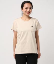【LEE/リー】ポケットクルーＴシャツ　シンプルなポケットワンポイントロゴT  少しルーズなボックス型