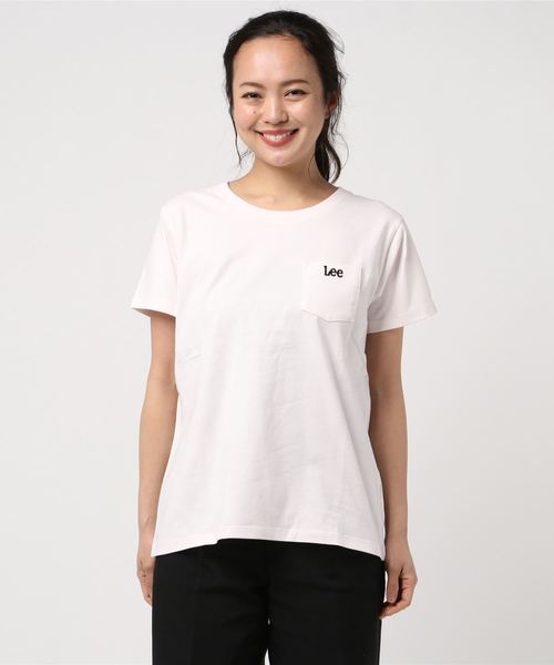 Lee（リー）の「【LEE/リー】ポケットクルーＴシャツ　シンプルなポケットワンポイントロゴT  少しルーズなボックス型（Tシャツ/カットソー・レディース・パープル/ピンク/ベージュ/ホワイト・SMALL/MEDIUM）」の4枚目の写真