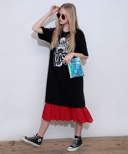 RNA(アールエヌエー)の「M1431 ロングルーズキャミワンピース(ワンピース・レディース・ブラック/レッド/ホワイト・MEDIUM)」の9枚目の写真