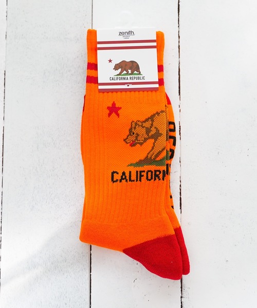 ZENITH（ゼニス）の「《ZENITH》CALIFORNIA GRIZZLY SOCKS（ソックス/靴下・メンズ・ホワイト/ブラック/ネイビー/グレー/レッド/イエロー/オレンジ・FREE）」の7枚目の写真