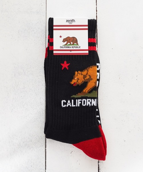 ZENITH（ゼニス）の「《ZENITH》CALIFORNIA GRIZZLY SOCKS（ソックス/靴下・メンズ・ホワイト/ブラック/ネイビー/グレー/レッド/イエロー/オレンジ・FREE）」の3枚目の写真