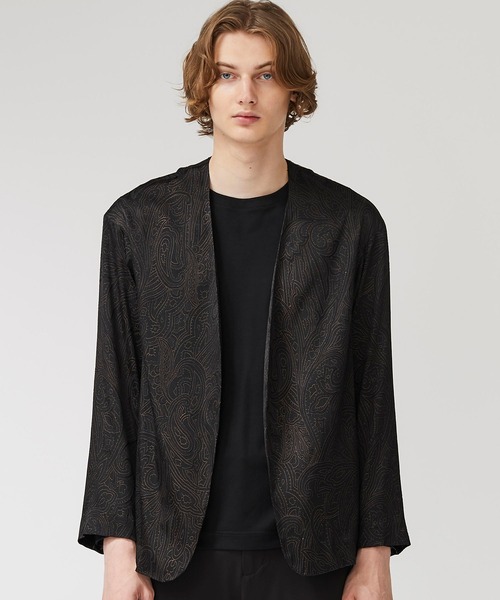 STUDIOUS（ステュディオス）の「【STUDIOUS】ジャカードガーディガンジャケット（ノーカラージャケット・メンズ・ブラック・2/3）」の12枚目の写真