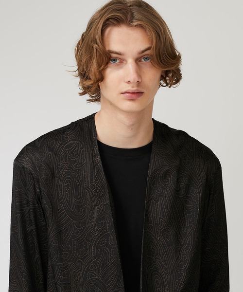 STUDIOUS（ステュディオス）の「【STUDIOUS】ジャカードガーディガンジャケット（ノーカラージャケット・メンズ・ブラック・2/3）」の14枚目の写真