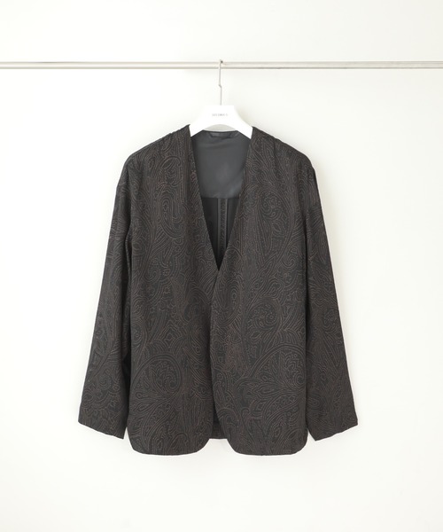 STUDIOUS（ステュディオス）の「【STUDIOUS】ジャカードガーディガンジャケット（ノーカラージャケット・メンズ・ブラック・2/3）」の21枚目の写真