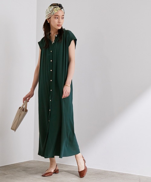 ADAM ET ROPE'（アダムエロペ）の「ギャザーフレアワンピース（ワンピース・レディース・ブラック/グリーン/ベージュ・FREE）」の3枚目の写真