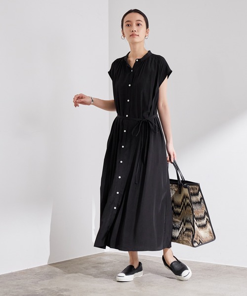 ADAM ET ROPE'（アダムエロペ）の「ギャザーフレアワンピース（ワンピース・レディース・ブラック/グリーン/ベージュ・FREE）」の10枚目の写真