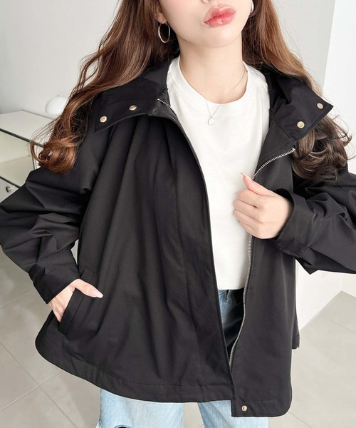 moment+（モーメントプラス）の「コットンライクツイルバックチュールレイヤードマウンテンパーカー（マウンテンパーカー・レディース・ブラック/ベージュ/カーキ/ライトベージュ/アイボリー/ネイビー・FREE/M/L）」の19枚目の写真