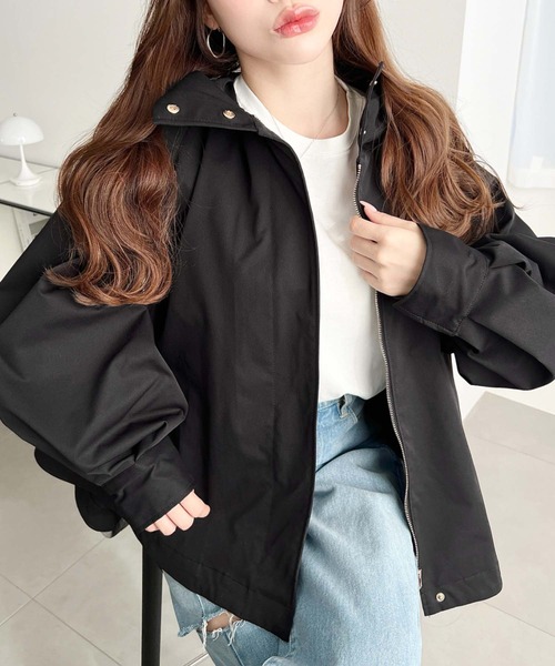 moment+（モーメントプラス）の「コットンライクツイルバックチュールレイヤードマウンテンパーカー（マウンテンパーカー・レディース・ブラック/ベージュ/カーキ/ライトベージュ/アイボリー/ネイビー・FREE/M/L）」の15枚目の写真