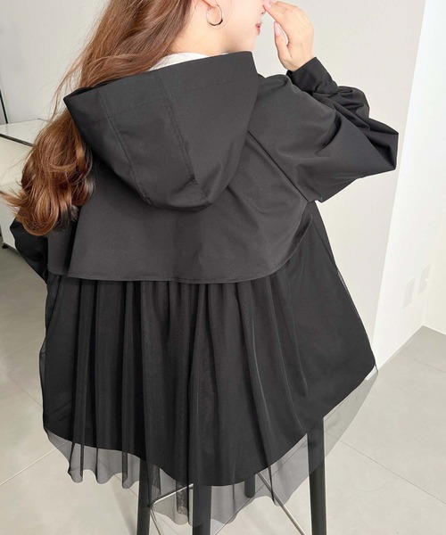 moment+（モーメントプラス）の「コットンライクツイルバックチュールレイヤードマウンテンパーカー（マウンテンパーカー・レディース・ブラック/ベージュ/カーキ/ライトベージュ/アイボリー/ネイビー・FREE/M/L）」の16枚目の写真