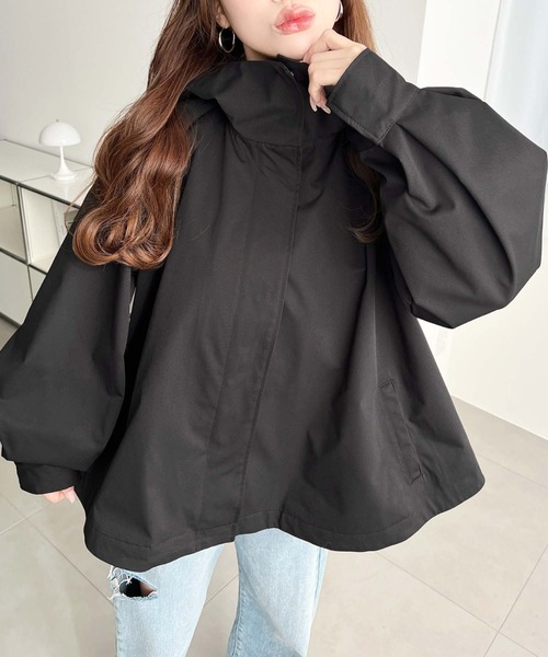 moment+（モーメントプラス）の「コットンライクツイルバックチュールレイヤードマウンテンパーカー（マウンテンパーカー・レディース・ブラック/ベージュ/カーキ/ライトベージュ/アイボリー/ネイビー・FREE/M/L）」の18枚目の写真