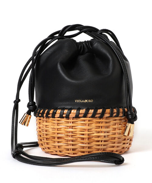 VIOLAd'ORO(ヴィオラドーロ)の「VIOLAd’ORO / レザーラタン バケツバッグ(かごバッグ・レディース・ブラック・ONE SIZE)」の7枚目の写真
