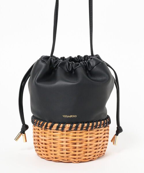 VIOLAd'ORO(ヴィオラドーロ)の「VIOLAd’ORO / レザーラタン バケツバッグ(かごバッグ・レディース・ブラック・ONE SIZE)」の21枚目の写真