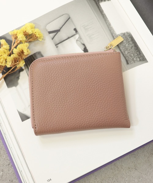 emesuelee(エメスーリー)の「本革 L字ファスナー コンパクト ウォレット(財布・レディース・ブラック/ベージュ/シルバー/オレンジ/ブルー/イエロー/グリーン/ライトブルー/ゴールド/パープル/ミント/オレンジ系/ピンク・フリー)」の3枚目の写真