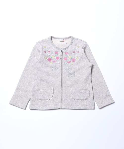 KP（ケーピー）の「裏毛ジップカーディガン(100-130cm)（カーディガン/ボレロ・キッズ・ピンク/ミント/杢グレー・110cm/100cm/120cm/130cm）」の2枚目の写真