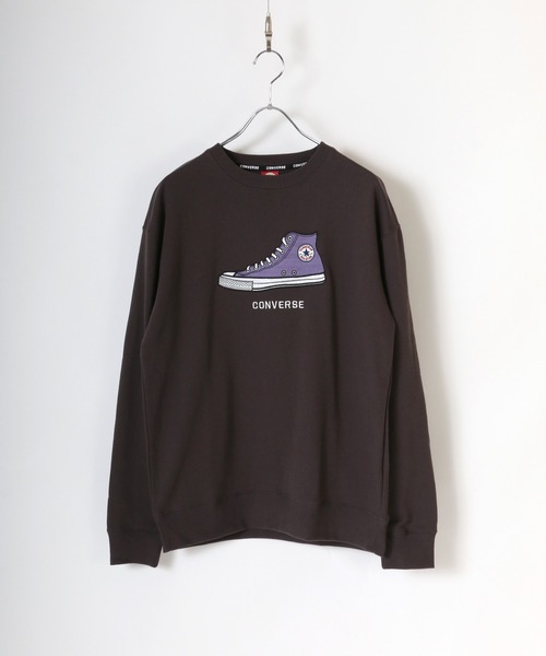 CONVERSE（コンバース）の「CONVERSE/コンバース リンガー ワンポイント刺繍 ロゴスウェットトレーナー（スウェット・レディース・ブラック/パープル/オフホワイト/ブルー/ブラック系その他/グレー系その他/ベージュ系その他・M/L/LL）」の4枚目の写真