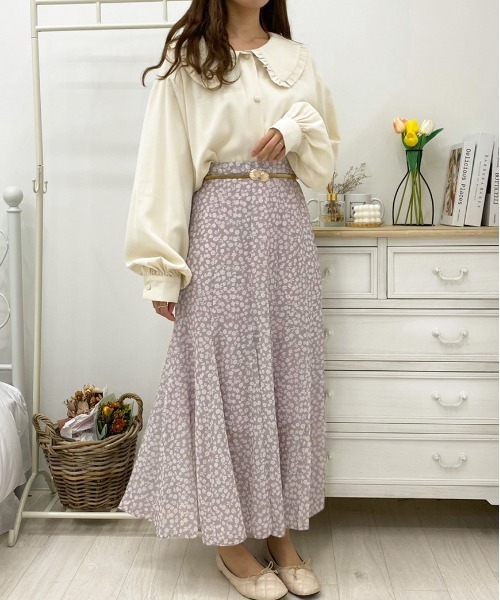 apres jour（アプレジュール）の「花柄マーメイドスカート【ZOZOTOWN限定アイテム】（スカート・レディース・ミント/サックスブルー/ラベンダー/アイボリー/ブラック/モカ・X-LARGE/フリー）」の6枚目の写真