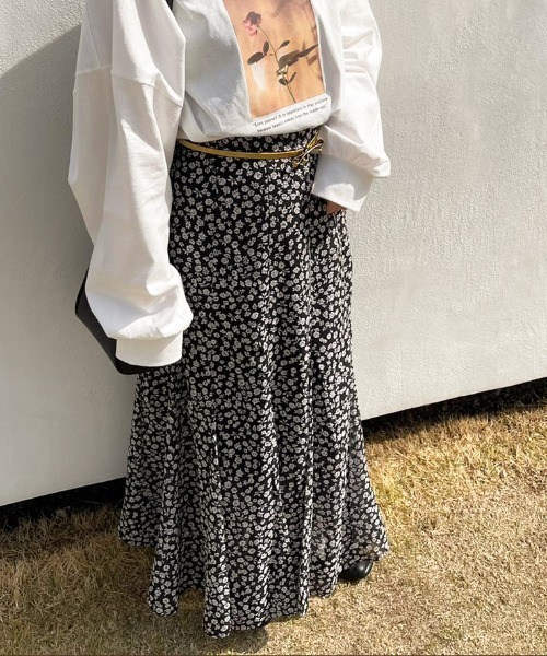 apres jour（アプレジュール）の「花柄マーメイドスカート【ZOZOTOWN限定アイテム】（スカート・レディース・ミント/サックスブルー/ラベンダー/アイボリー/ブラック/モカ・X-LARGE/フリー）」の20枚目の写真