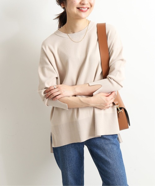 SLOBE IENA（スローブイエナ）の「総針クルーネックプルオーバー【手洗い可能】◆（ニット/セーター・レディース・アイボリー/ベージュ/グリーン/ブラウン・FREE）」の3枚目の写真