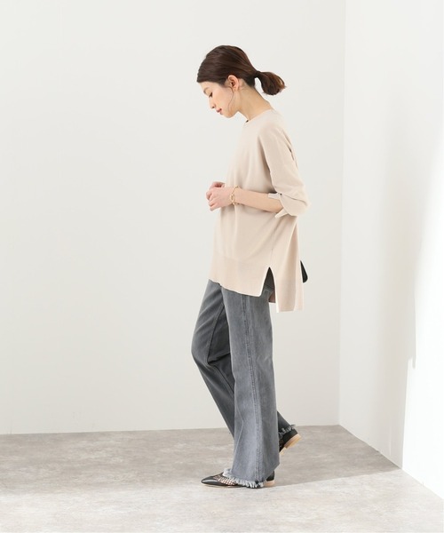 SLOBE IENA（スローブイエナ）の「総針クルーネックプルオーバー【手洗い可能】◆（ニット/セーター・レディース・アイボリー/ベージュ/グリーン/ブラウン・FREE）」の12枚目の写真