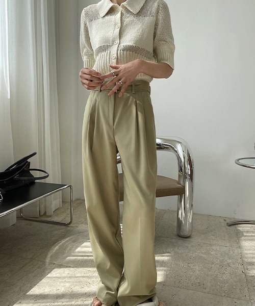 chuclla（チュクラ）の「【chuclla】【2021/SS】Buckle belt 2tuck slacks chw1488（スラックス・レディース・グリーン・L/S/M）」の2枚目の写真