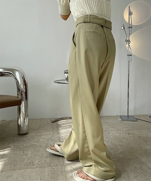 chuclla（チュクラ）の「【chuclla】【2021/SS】Buckle belt 2tuck slacks chw1488（スラックス・レディース・グリーン・L/S/M）」の4枚目の写真