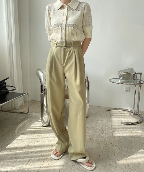 chuclla（チュクラ）の「【chuclla】【2021/SS】Buckle belt 2tuck slacks chw1488（スラックス・レディース・グリーン・L/S/M）」の5枚目の写真
