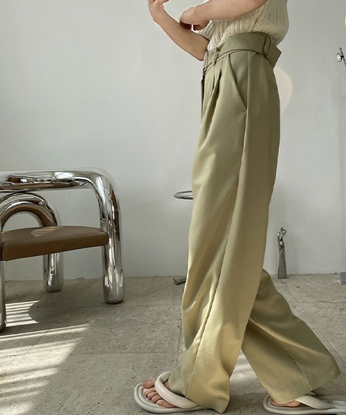 chuclla（チュクラ）の「【chuclla】【2021/SS】Buckle belt 2tuck slacks chw1488（スラックス・レディース・グリーン・L/S/M）」の8枚目の写真