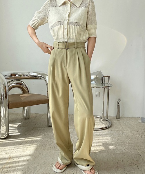 chuclla（チュクラ）の「【chuclla】【2021/SS】Buckle belt 2tuck slacks chw1488（スラックス・レディース・グリーン・L/S/M）」の10枚目の写真