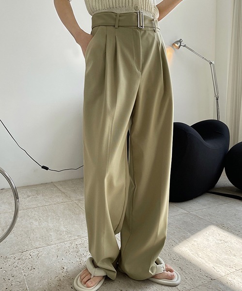 chuclla（チュクラ）の「【chuclla】【2021/SS】Buckle belt 2tuck slacks chw1488（スラックス・レディース・グリーン・L/S/M）」の13枚目の写真