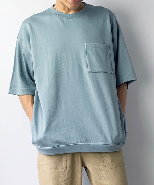 Grand PARK(グランドパーク)の「ユニセックス対応ミニ裏毛半袖スウェット(スウェット・メンズ・サックスブルー/ベージュ/オフホワイト/チャコールグレー・MEDIUM/LARGE)」の1枚目の写真