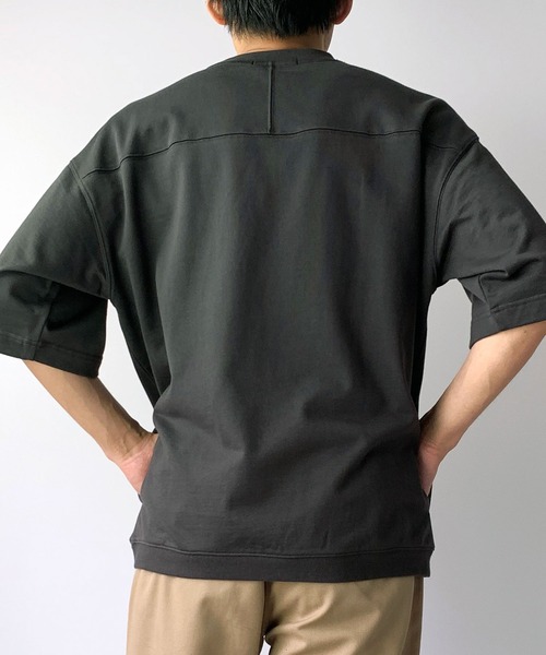 Grand PARK(グランドパーク)の「ユニセックス対応ミニ裏毛半袖スウェット(スウェット・メンズ・サックスブルー/ベージュ/オフホワイト/チャコールグレー・MEDIUM/LARGE)」の19枚目の写真